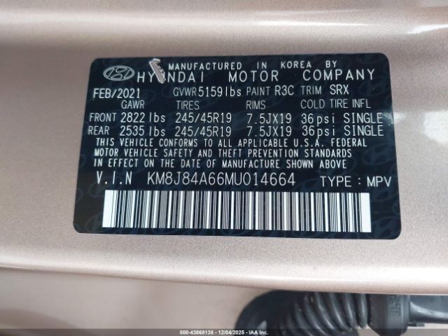 2021 HYUNDAI NEXO KM8J84A66MU014664 Photo 8