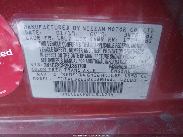Nissan Versa Note Sv 2019 3N1CE2CP2KL361709 Image 9