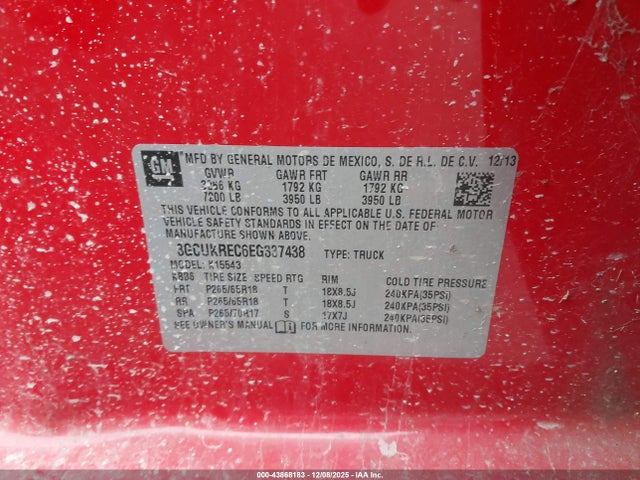 3GCUKREC6EG337438 Chevrolet Silverado 1500 1lt