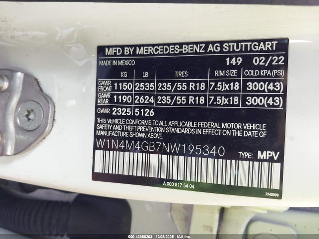W1N4M4GB7NW195340 Mercedes-Benz GLB 250