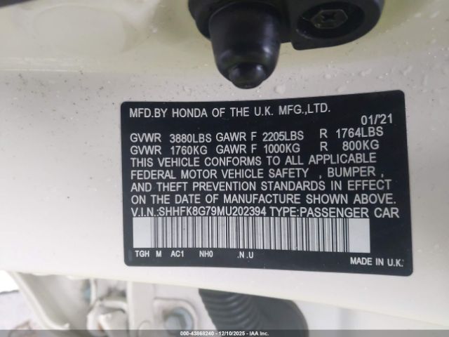 2021 HONDA CIVIC TYPE R SHHFK8G79MU202394 Photo 8