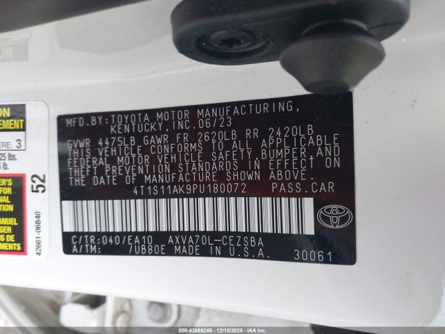 4T1S11AK9PU180072 Toyota CAMRY SE