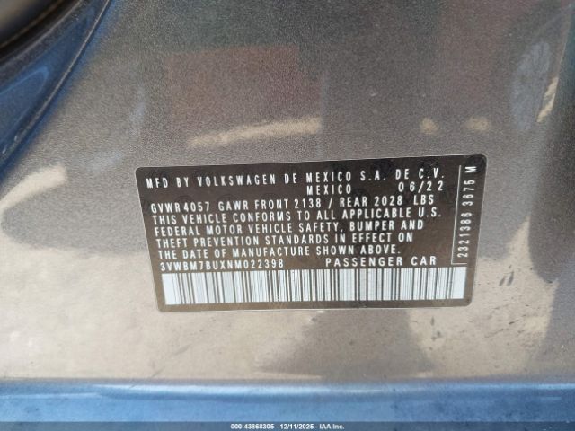 2022 VOLKSWAGEN JETTA 3VWBM7BUXNM022398 Photo 8