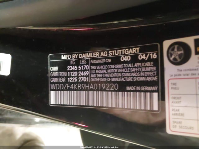WDDZF4KB9HA019220 Mercedes-Benz E 300 4matic