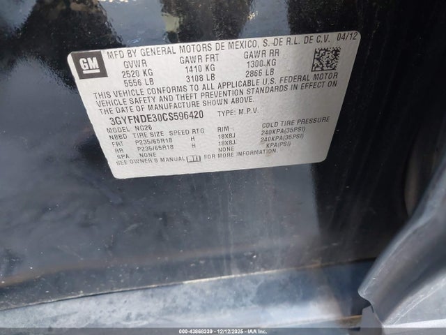 2012 CADILLAC SRX 3GYFNDE30CS596420 Photo 8