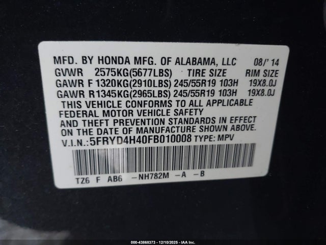 2015 ACURA MDX 5FRYD4H40FB010008 Photo 8