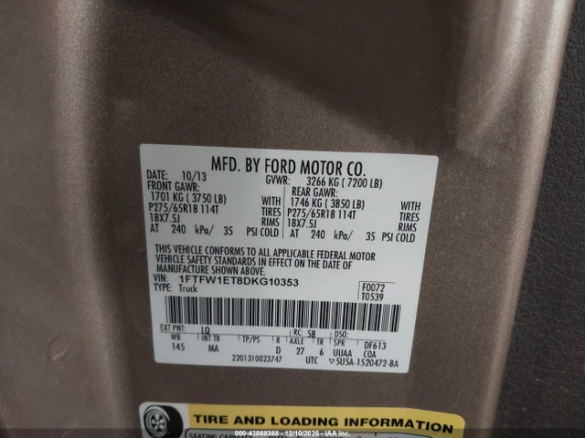 2013 FORD F-150 1FTFW1ET8DKG10353 Photo 8