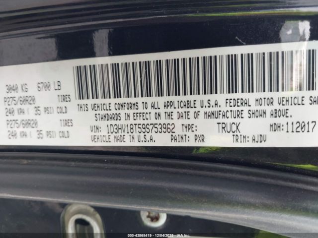 2009 DODGE RAM 1500 1D3HV18T59S753962 Photo 8