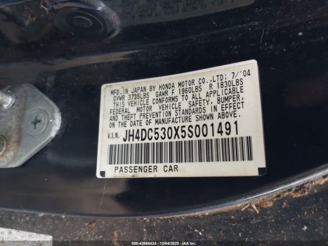 2005 ACURA RSX JH4DC530X5S001491 Photo 8
