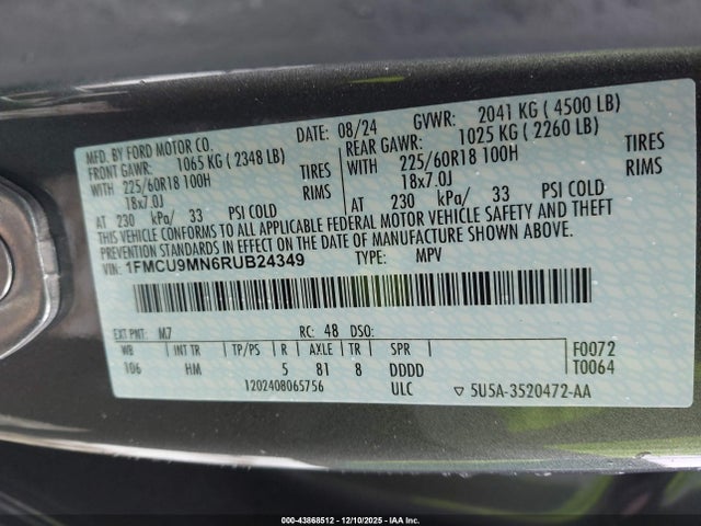 2024 FORD ESCAPE 1FMCU9MN6RUB24349 Photo 8