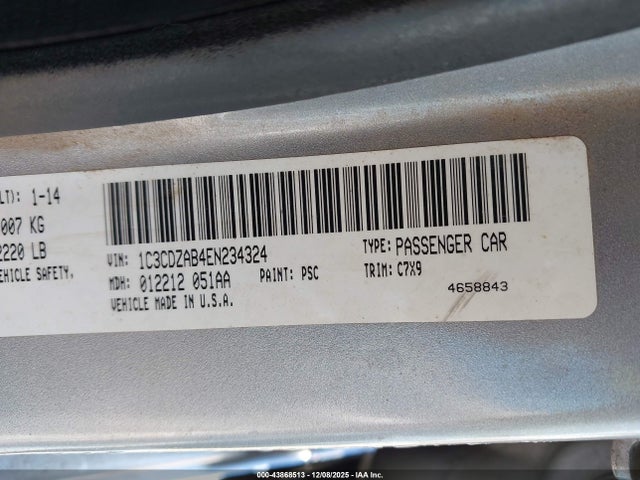 1C3CDZAB4EN234324 Dodge AVENGER SE