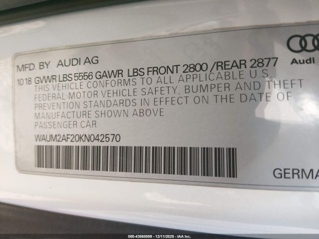 2019 AUDI A6 WAUM2AF20KN042570 Photo 8