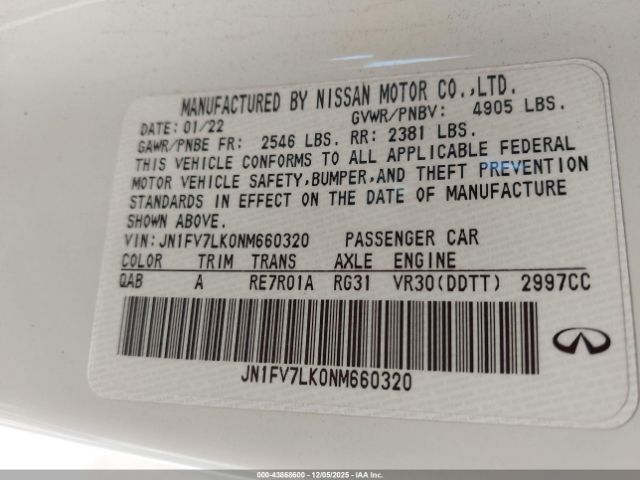 2022 INFINITI Q60 JN1FV7LK0NM660320 Photo 8