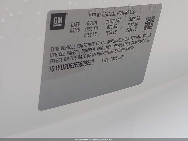 2015 CHEVROLET CORVETTE 1G1YU2D62F5609290 Photo 8