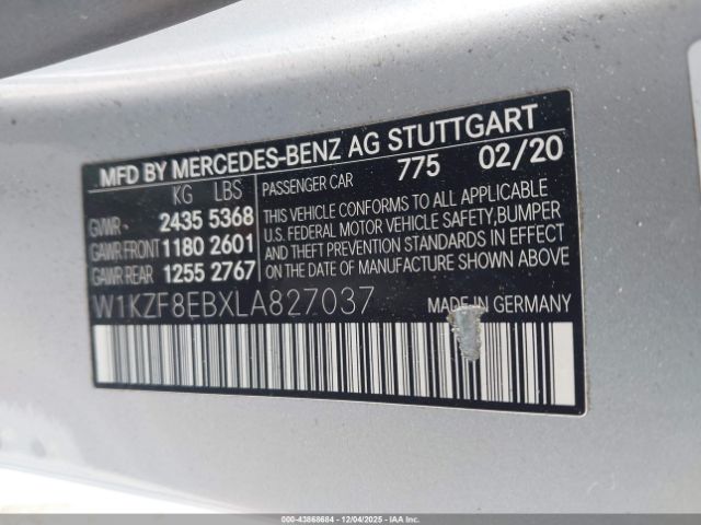 2020 MERCEDES-BENZ E 350 W1KZF8EBXLA827037 Photo 8