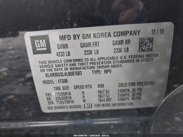 Продаж на аукціоні авто 2020 Buick Encore Gx Fwd Select, vin: KL4MMDSL4LB087683, номер лоту: 43868706