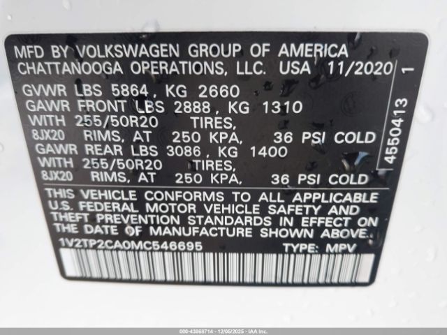 2021 VOLKSWAGEN ATLAS 1V2TP2CA0MC546695 Photo 8