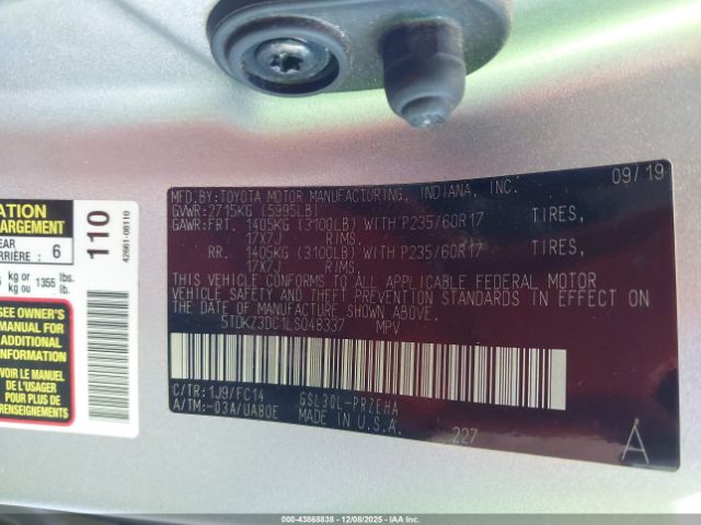 2020 TOYOTA SIENNA 5TDKZ3DC1LS048337 Photo 8