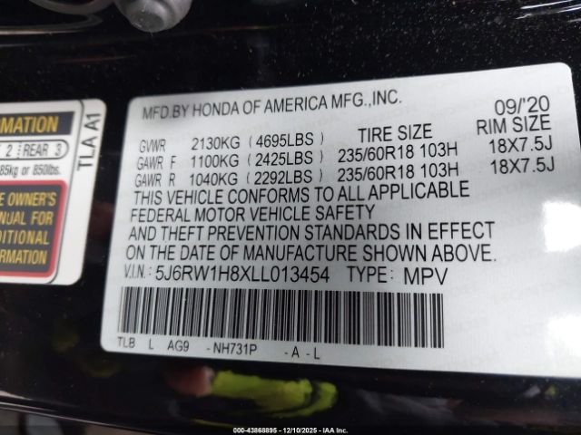 2020 HONDA CR-V 5J6RW1H8XLL013454 Photo 8