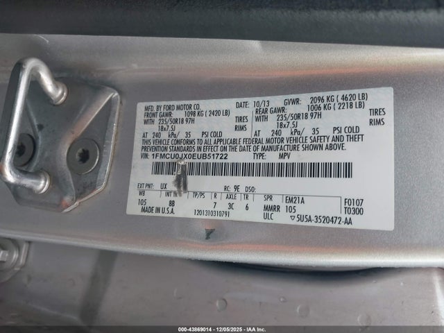 Ford Escape Titanium 2014 1FMCU0JX0EUB51722 Image 9