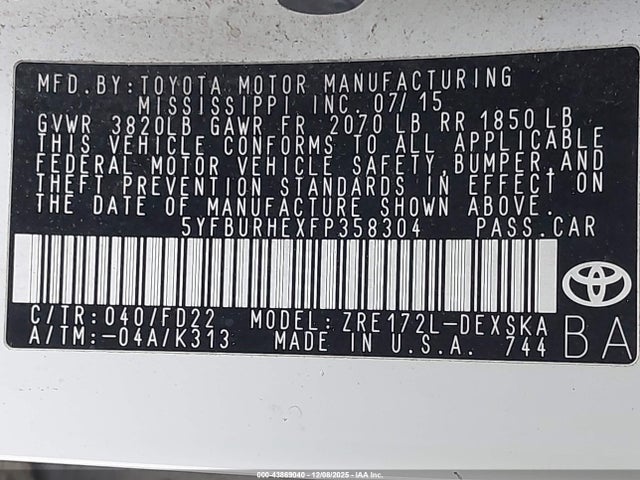 Toyota Corolla S Plus 2015 5YFBURHEXFP358304 Image 9
