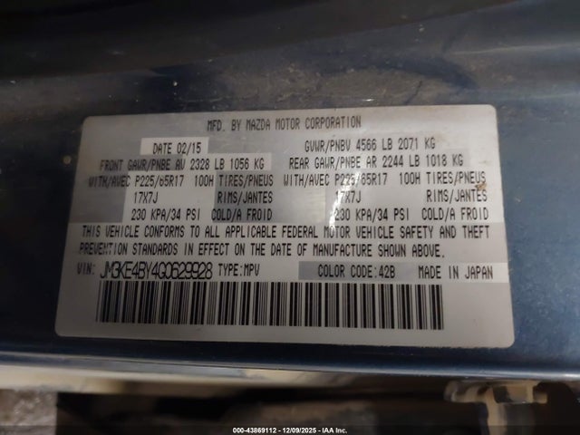 43869112 :رقم المزاد ، JM3KE4BY4G0629928 vin ، 2016 Mazda Cx-5 Sport مزاد بيع