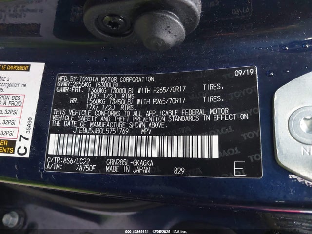 JTEBU5JR0L5751769 Toyota 4RUNNER SR