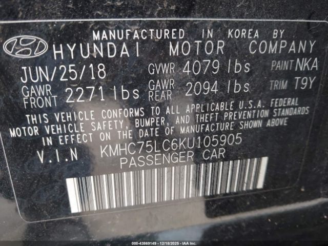 2019 HYUNDAI IONIQ HYBRID KMHC75LC6KU105905 Photo 8