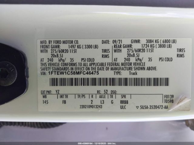 2021 FORD F-150 1FTEW1C58MFC46475 Photo 8