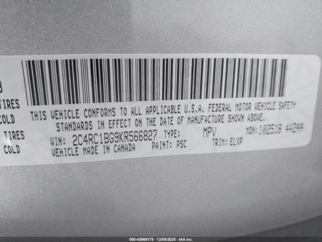 2019 CHRYSLER PACIFICA 2C4RC1BG9KR566827 Photo 8