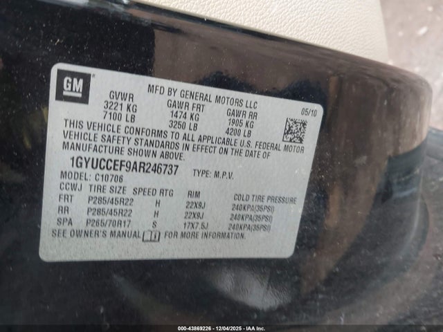 2010 CADILLAC ESCALADE 1GYUCCEF9AR246737 Photo 8