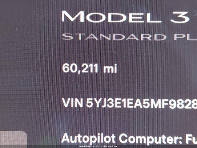 Tesla Model 3 Standard Range Plus Rear-wheel Drive 2021 5YJ3E1EA5MF982864 Image 15