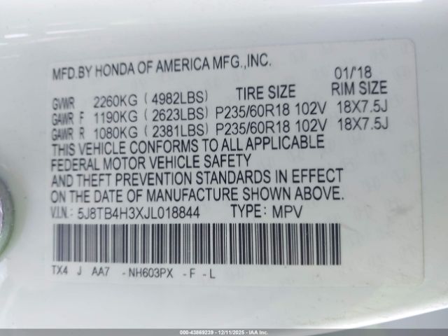 2018 ACURA RDX 5J8TB4H3XJL018844 Photo 8