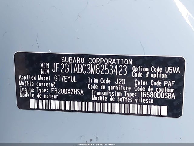 Subaru Crosstrek 2021 JF2GTABC3M8253423 Image 9