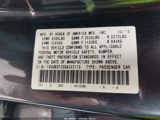 Acura Tlx V6 2016 19UUB2F35GA002115 Image 9