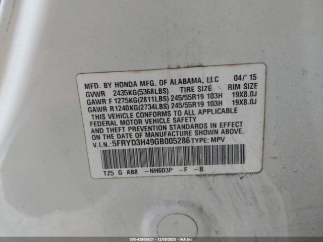 2016 ACURA MDX 5FRYD3H49GB005286 Photo 8