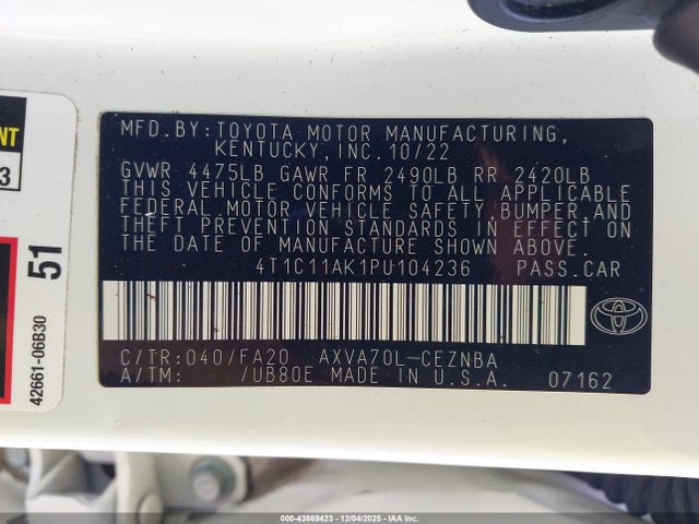 Toyota CAMRY LE 2023 4T1C11AK1PU104236 Image 9
