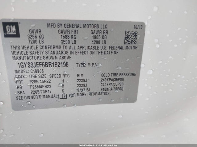 2011 CADILLAC ESCALADE ESV 1GYS3JEF6BR182198 Photo 8