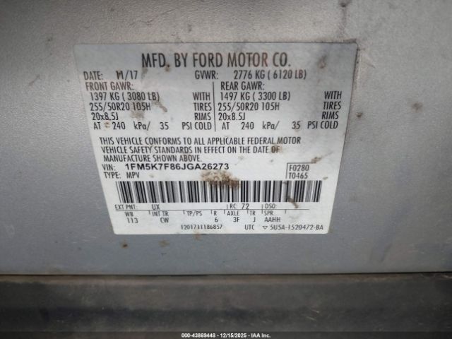 2018 FORD EXPLORER 1FM5K7F86JGA26273 Photo 8