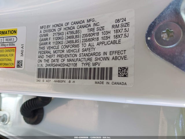 Honda Cr-v Ex Awd 2025 2HKRS4H40SH421108 Image 9