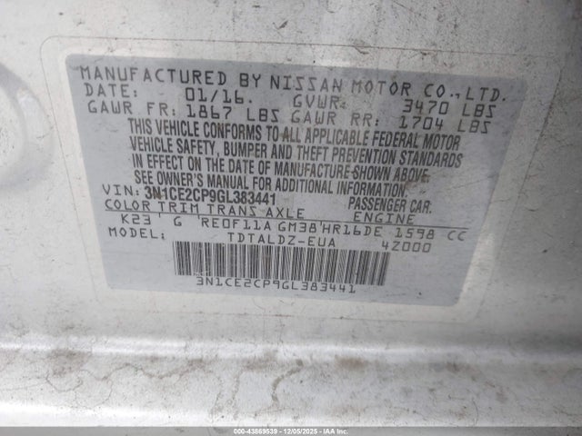 Nissan Versa Note Sv 2016 3N1CE2CP9GL383441 Image 9
