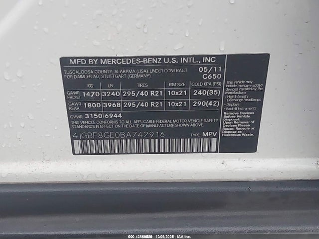 2011 MERCEDES-BENZ GL 550 4JGBF8GE0BA742916 Photo 8