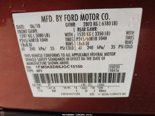 2018 FORD EXPLORER 1FM5K8D86JGC15160 Photo 8