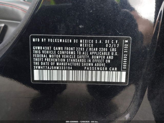 2017 VOLKSWAGEN JETTA 3VW4T7AJ5HM333194 Photo 8