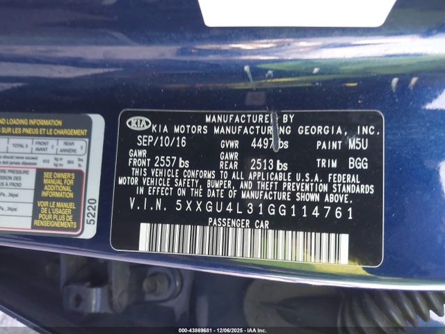 2016 KIA OPTIMA 5XXGU4L31GG114761 Photo 8