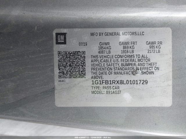 2020 CHEVROLET CAMARO 1G1FB1RX8L0101729 Photo 8