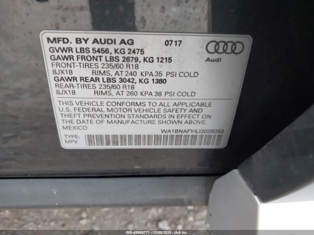 2018 AUDI Q5 WA1BNAFY4J2029353 Photo 8