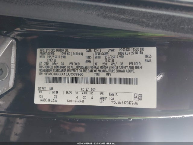 Ford ESCAPE SE 2014 1FMCU0GX1EUC09960 Image 9