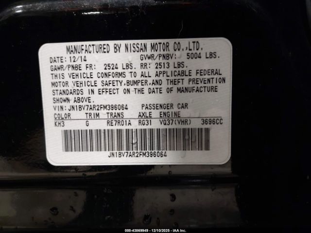 2015 INFINITI Q50 JN1BV7AR2FM396064 Photo 8