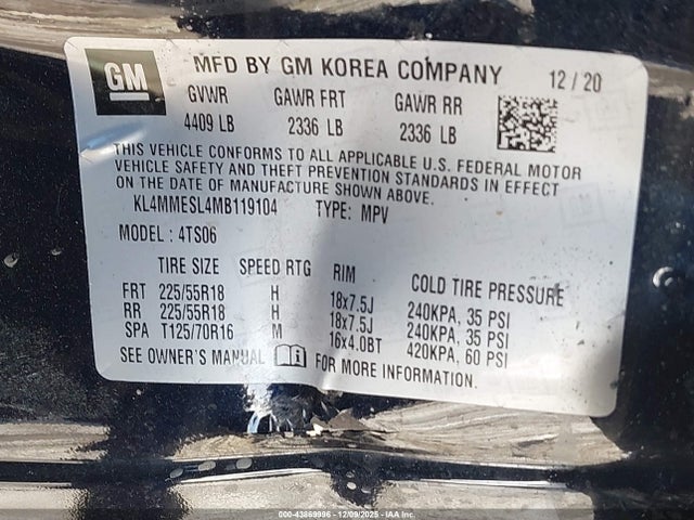 KL4MMESL4MB119104 Buick Encore Gx Awd Select